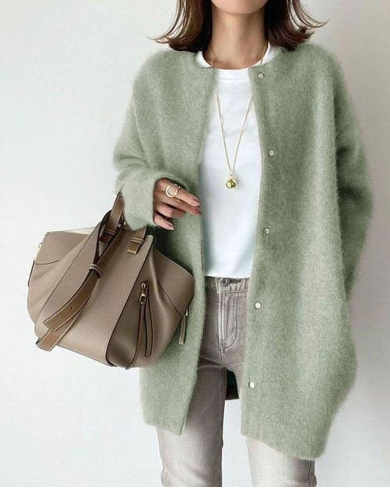 Women's Fluffy Knit Cardigan for Weekends