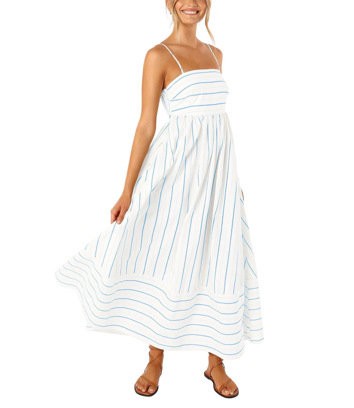 Women's Striped A-Line Maxi Dress for Holidays