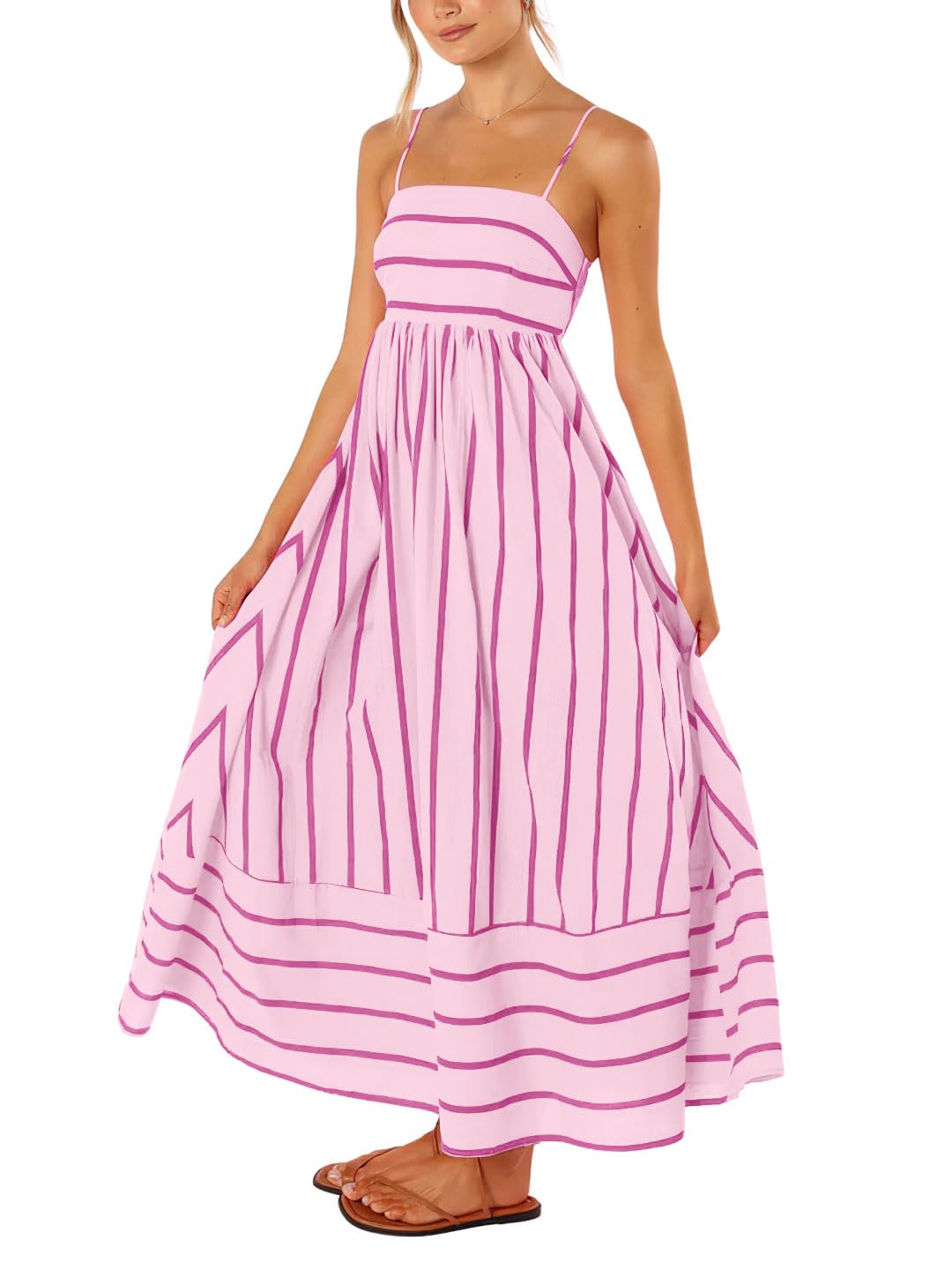 Women's Striped A-Line Maxi Dress for Holidays