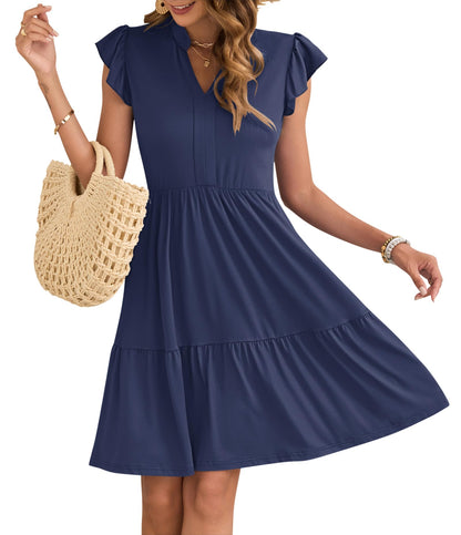Women's Mini Dress with Elastic Waist