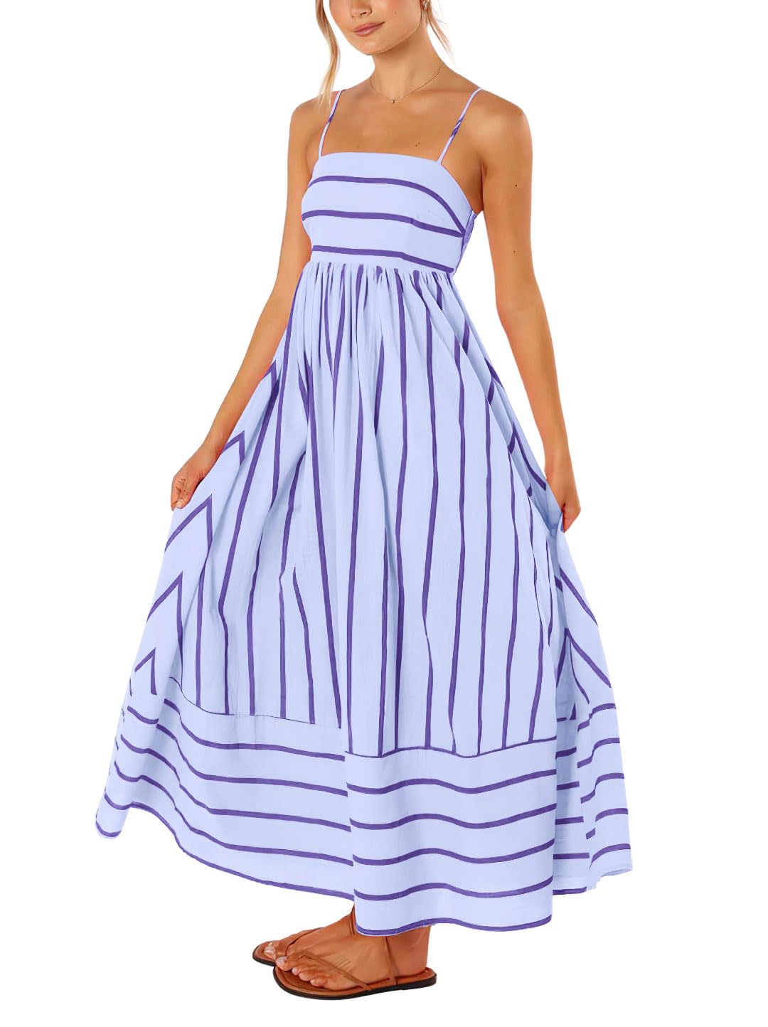 Women's Striped A-Line Maxi Dress for Holidays