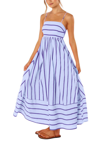 Women's Striped A-Line Maxi Dress for Holidays
