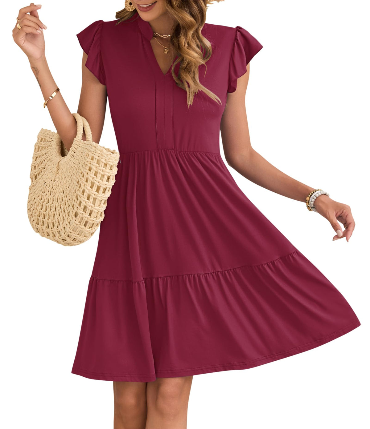 Women's Mini Dress with Elastic Waist