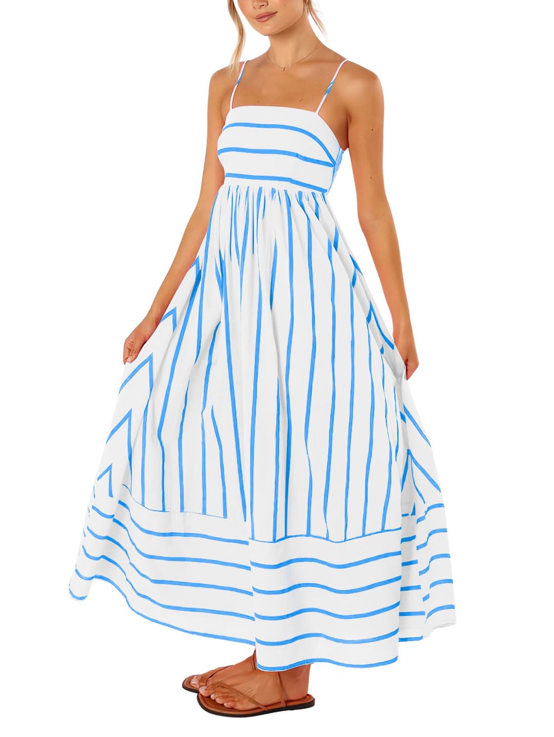 Women's Striped A-Line Maxi Dress for Holidays