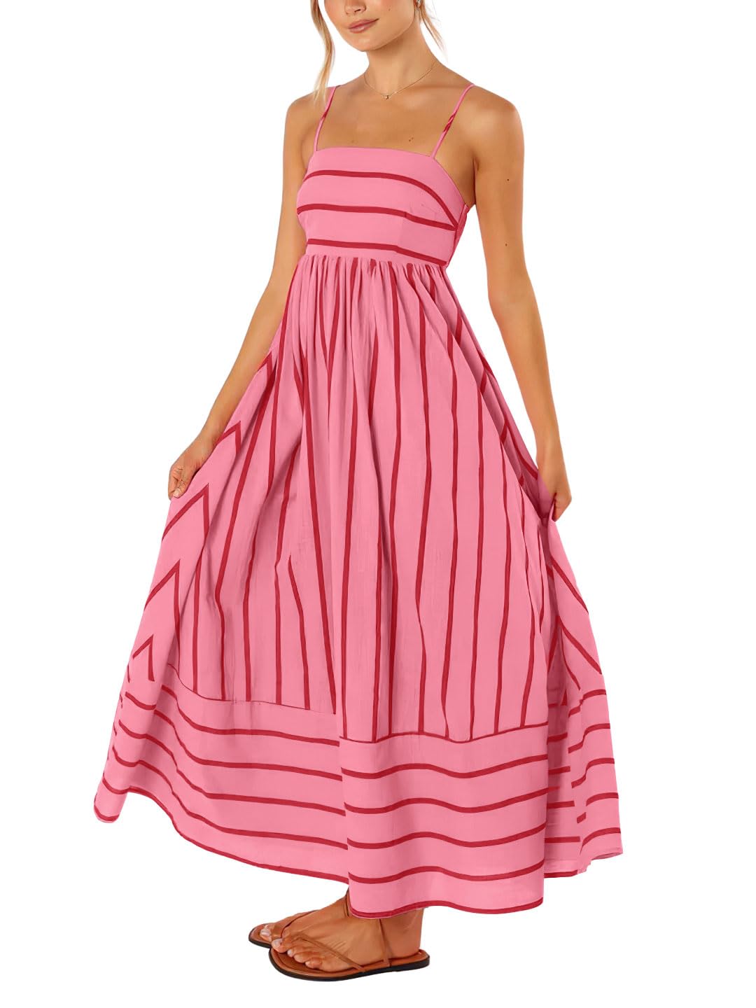 Women's Striped A-Line Maxi Dress for Holidays