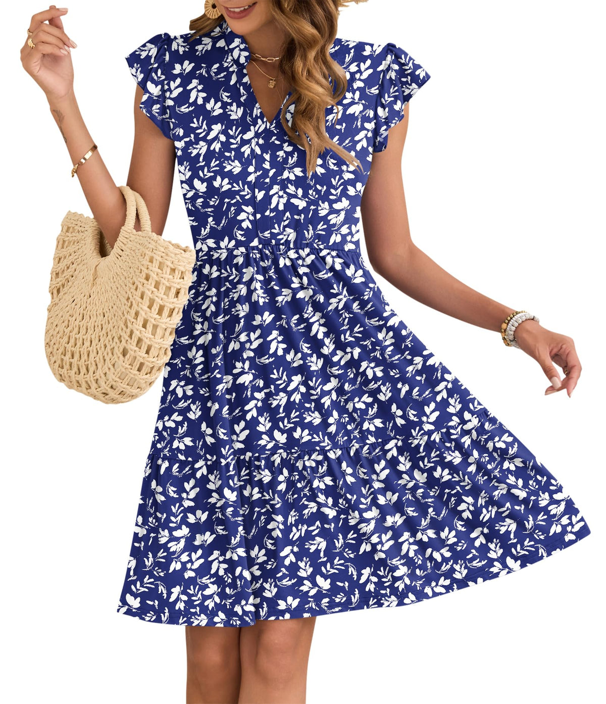 Women's Mini Dress with Elastic Waist