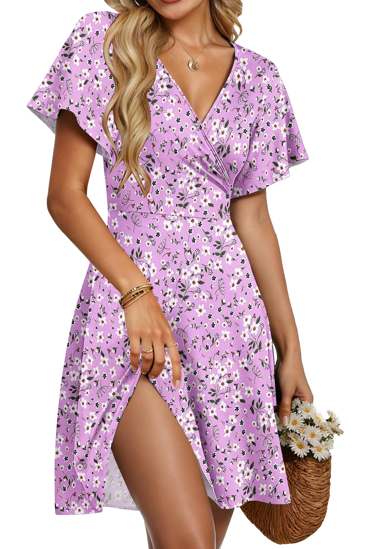 Women's Floral Wrap Dress for Vacation Style