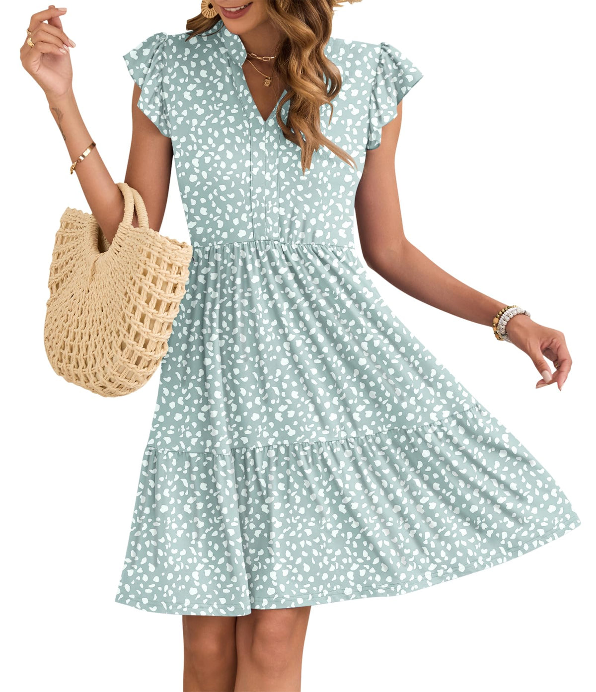 Women's Mini Dress with Elastic Waist