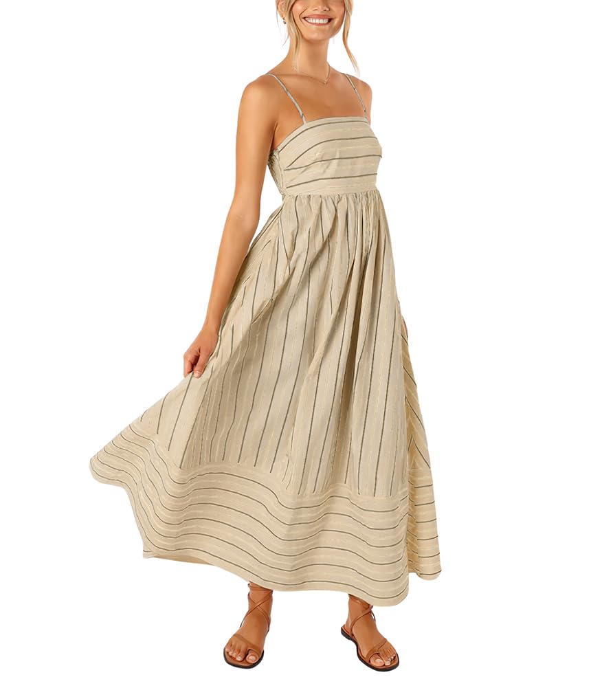 Women's Striped A-Line Maxi Dress for Holidays