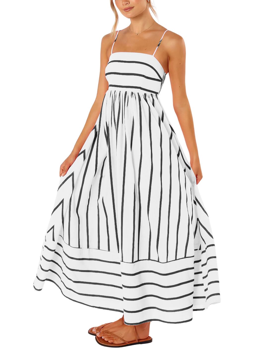 Women's Striped A-Line Maxi Dress for Holidays