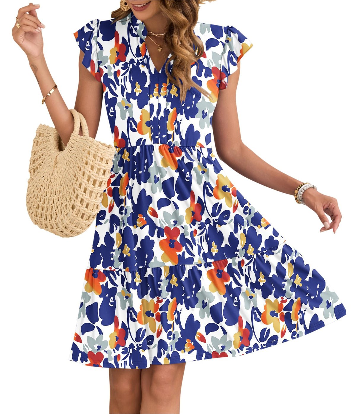 Women's Mini Dress with Elastic Waist