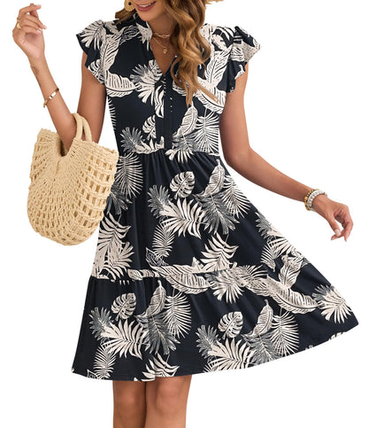 Women's Mini Dress with Elastic Waist
