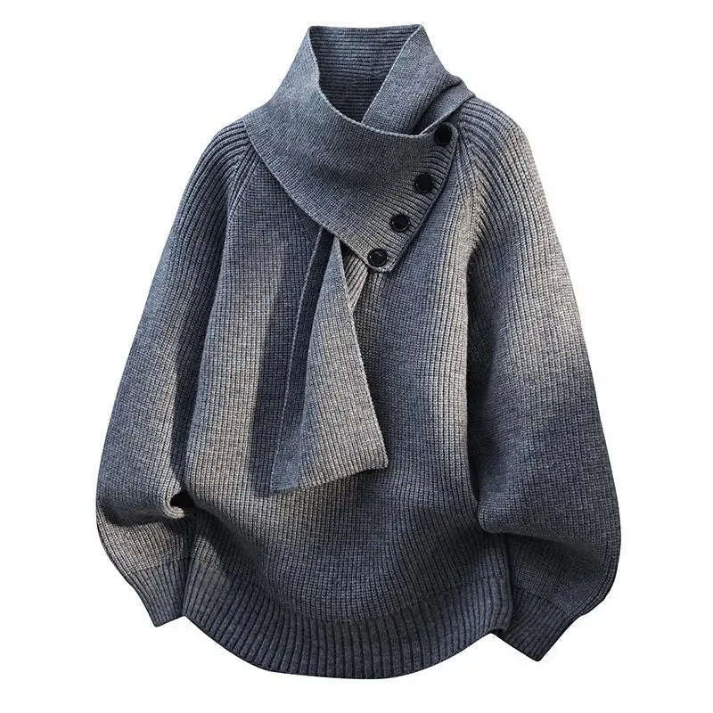 Women's Rib-Knit Sweater with Scarf Neck
