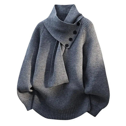 Women's Rib-Knit Sweater with Scarf Neck