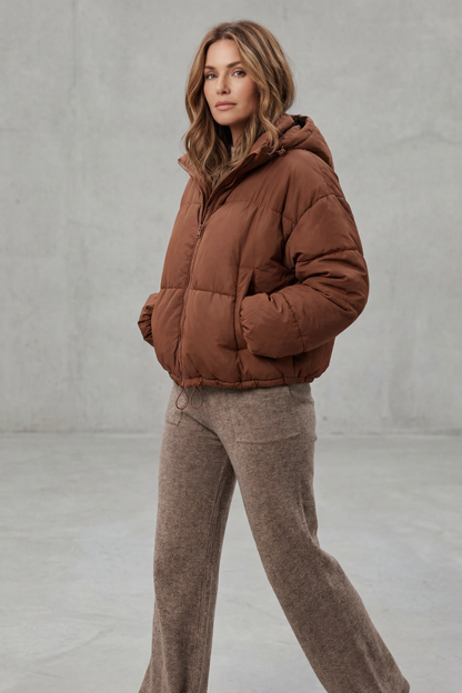 Women's Quilted Cropped Puffer Jacket for Everyday Casual