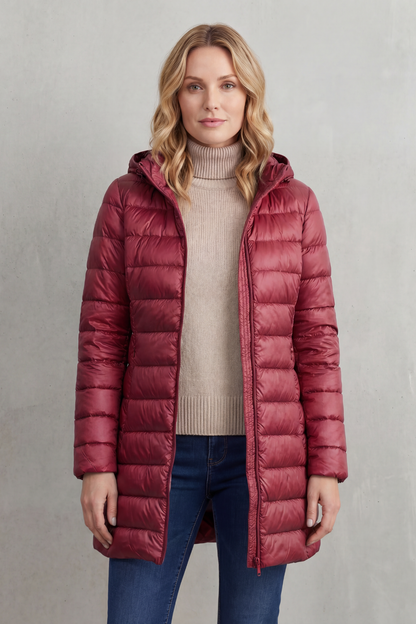 Women's Lightweight Hooded Down Jacket for Travel