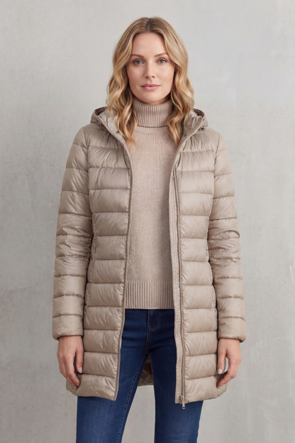 Women's Lightweight Hooded Down Jacket for Travel