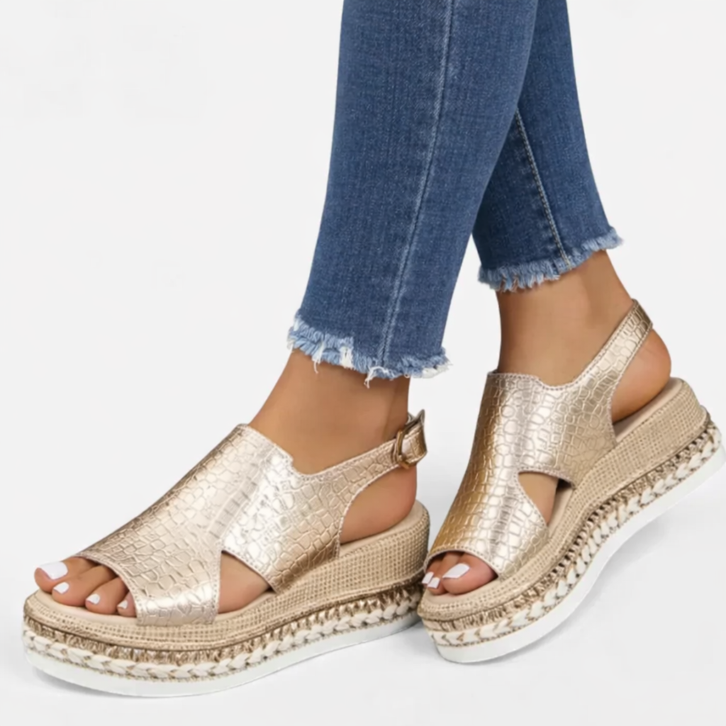 Women's Metallic Wedge Sandals for Travel