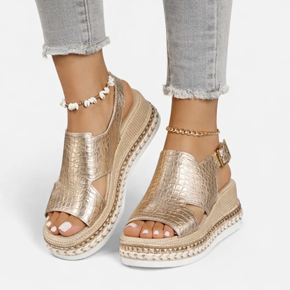 Women's Metallic Wedge Sandals for Travel