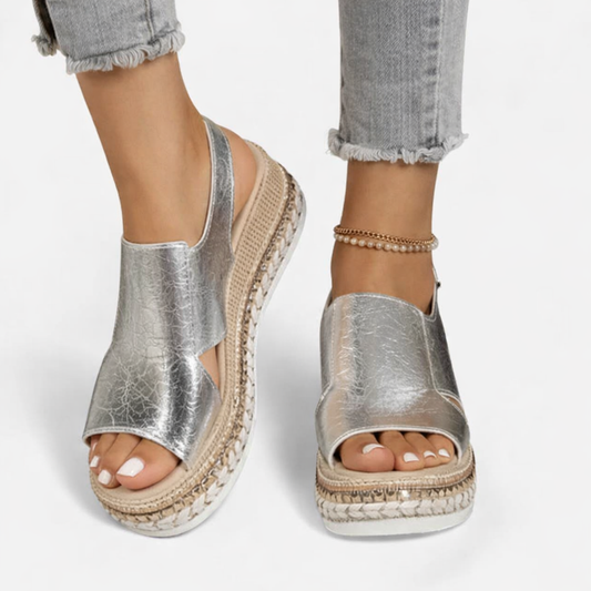 Women's Metallic Wedge Sandals for Travel