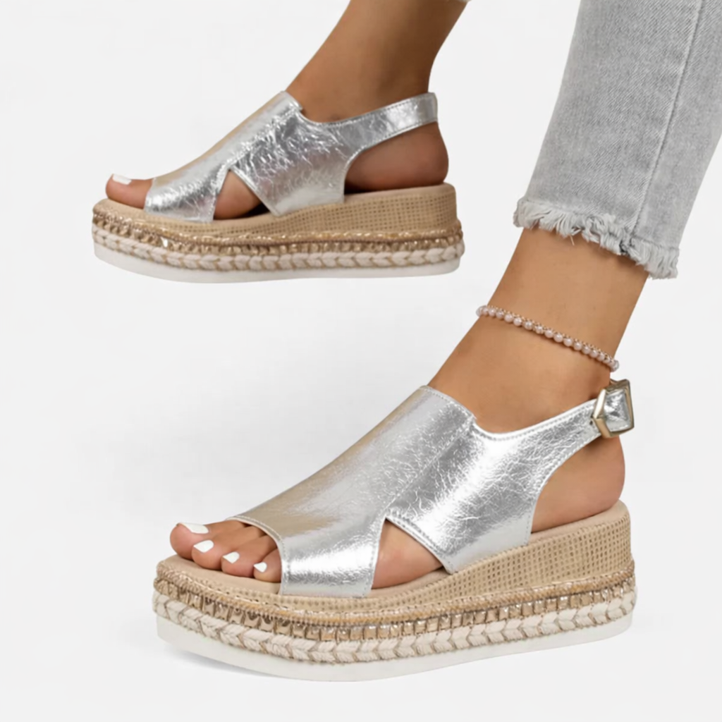 Women's Metallic Wedge Sandals for Travel