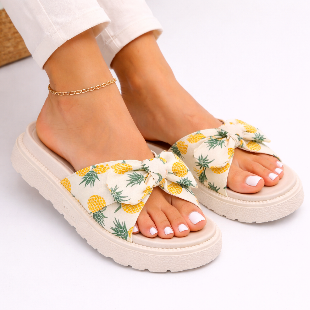 Women's Woven Flat Sandals with Bow for Travel