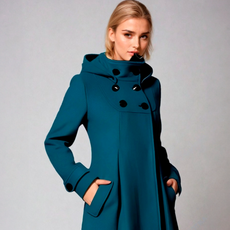 Women's A-Line Coat with Funnel Neck for Office