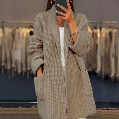 Women's Draped Knit Cardigan for Fall Layering