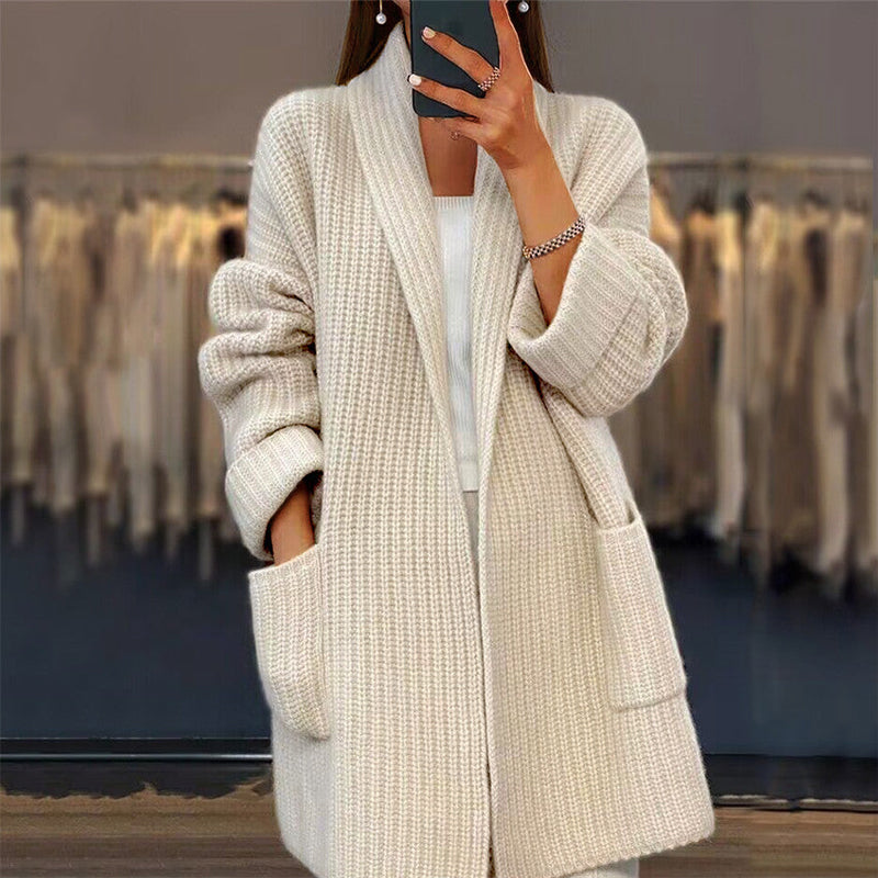 Women's Draped Knit Cardigan for Fall Layering