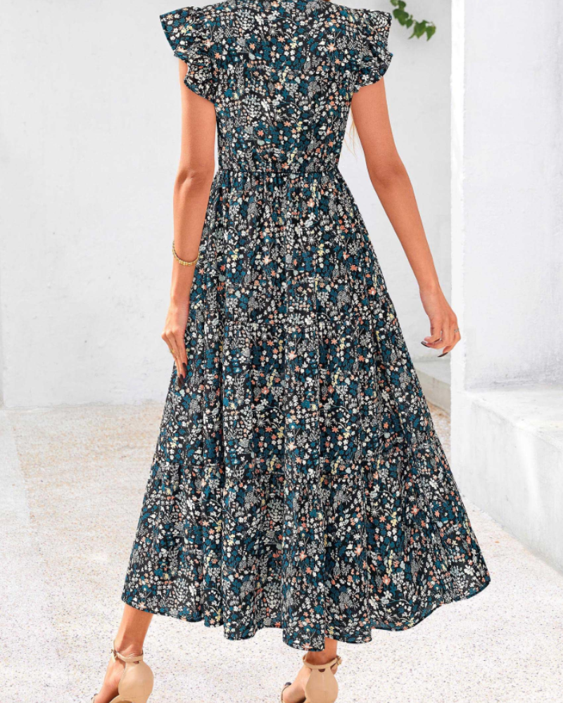 Women's Floral Midi Dress with Pockets for Vacation
