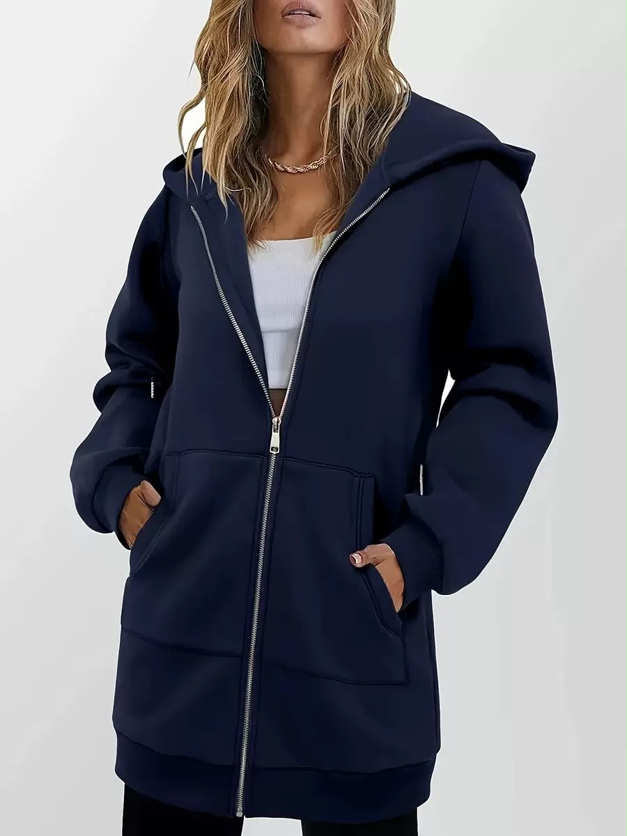 Women's Longline Hooded Fleece Jacket - Brushed Interior