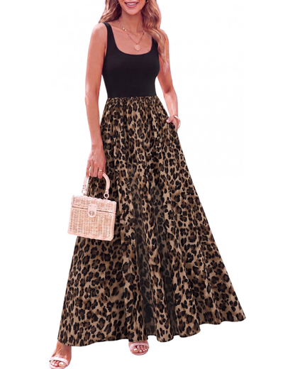 Women's Floral Maxi Dress Sleeveless Bohemian Vacation
