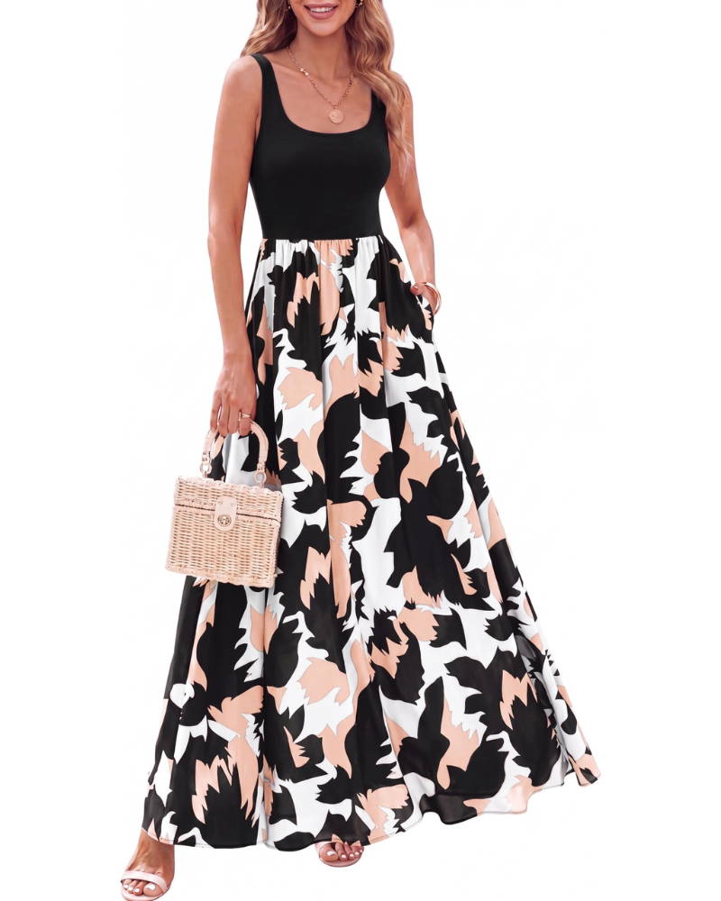 Women's Floral Maxi Dress Sleeveless Bohemian Vacation