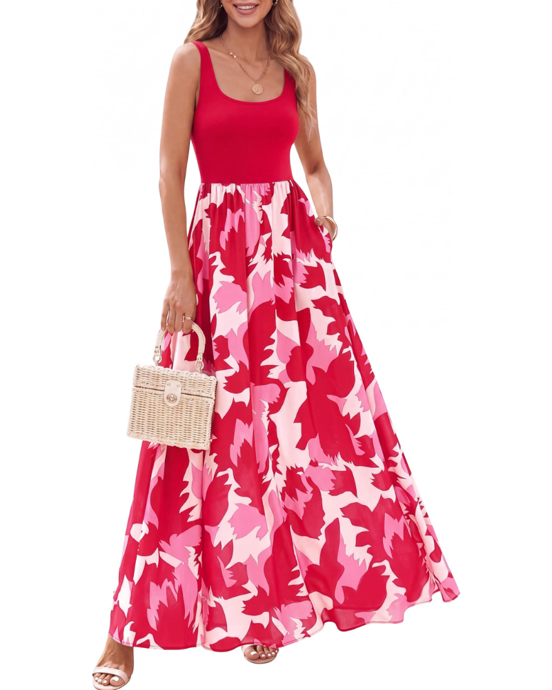 Women's Floral Maxi Dress Sleeveless Bohemian Vacation