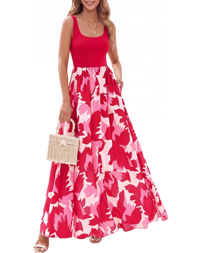 Women's Floral Maxi Dress Sleeveless Bohemian Vacation