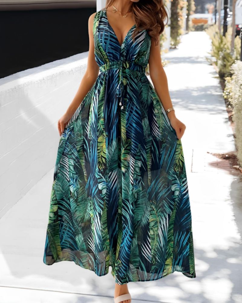 Women's Bohemian Floral Dress for Beach Vacation