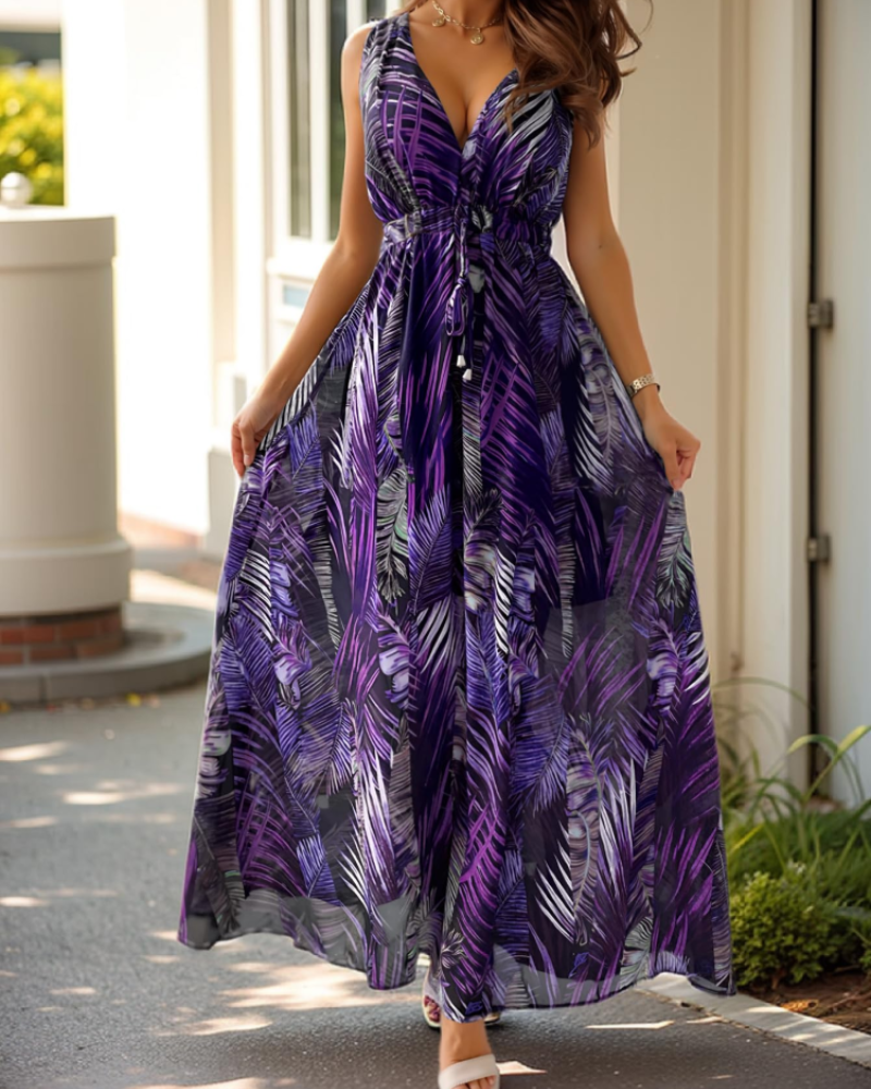 Women's Bohemian Floral Dress for Beach Vacation