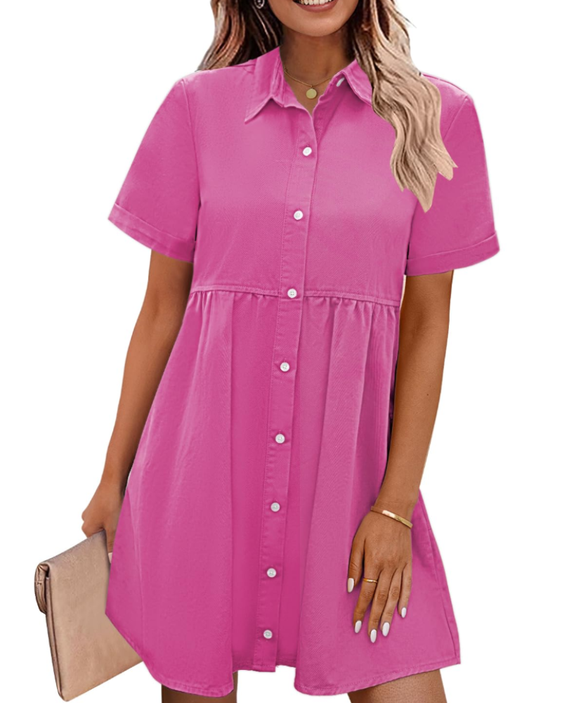 Women's Faded Denim Dress with Layered Ruffles