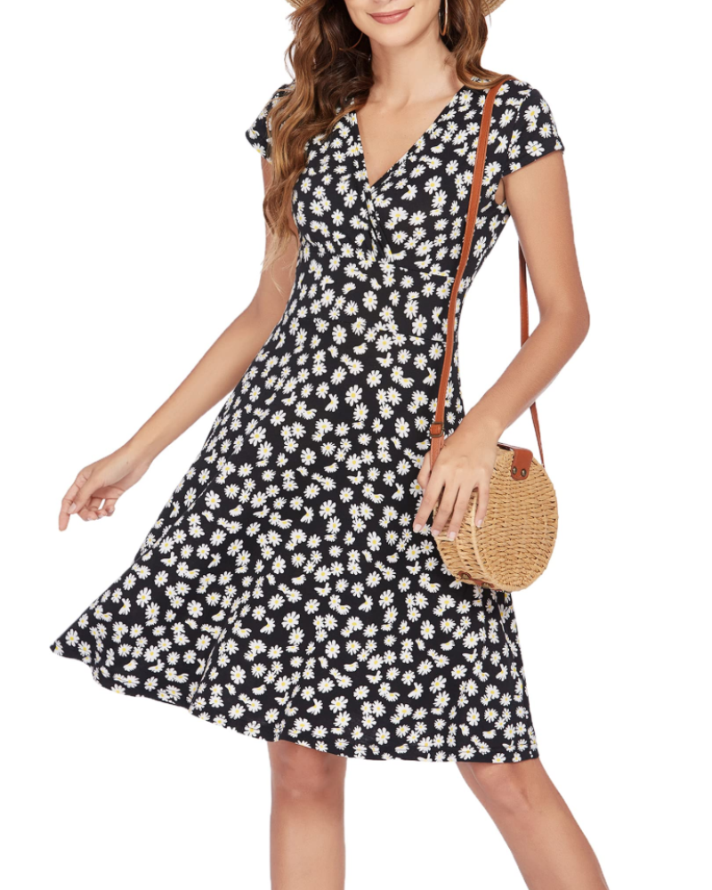 Women's A-Line Dress for Office with V-Neck