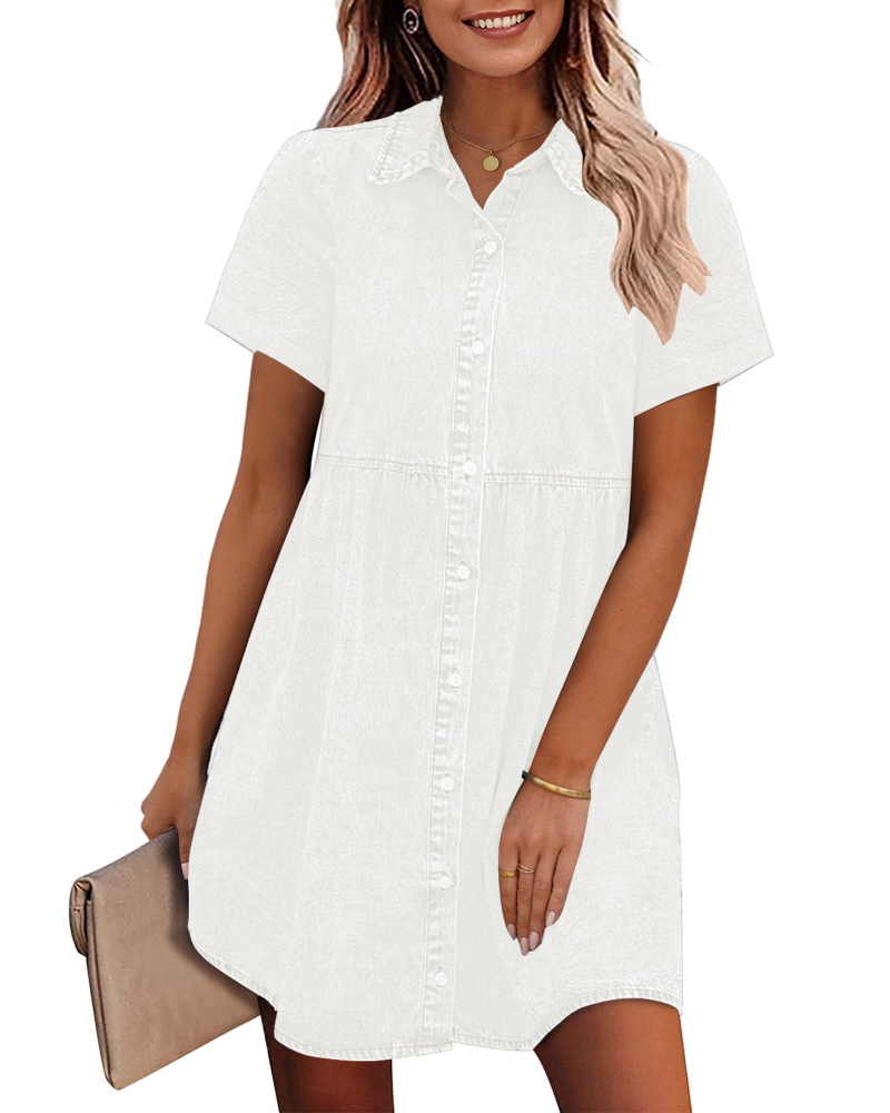 Women's Faded Denim Dress with Layered Ruffles