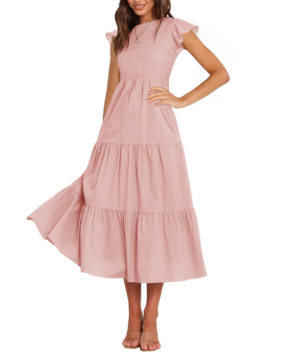 Women's Floral Maxi Dress with Smocked Bust
