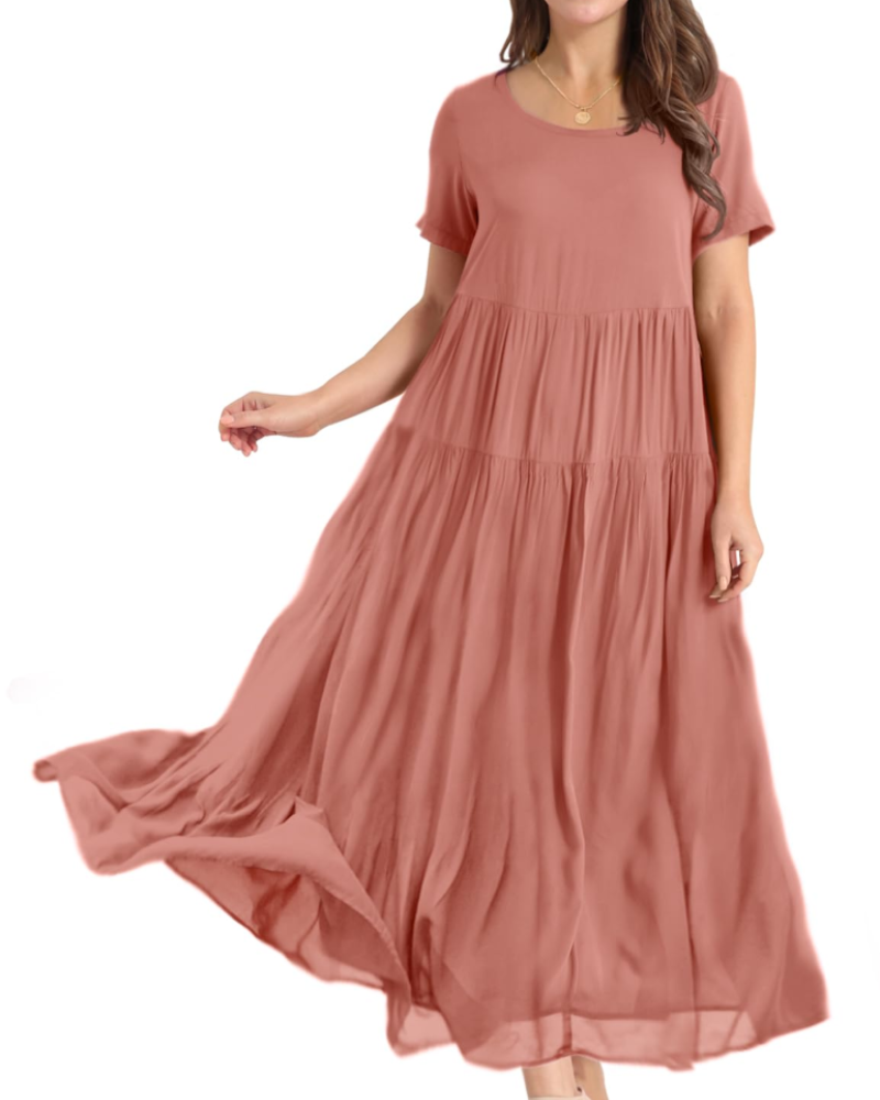 Women's Bohemian Floral Dress with Side Pockets