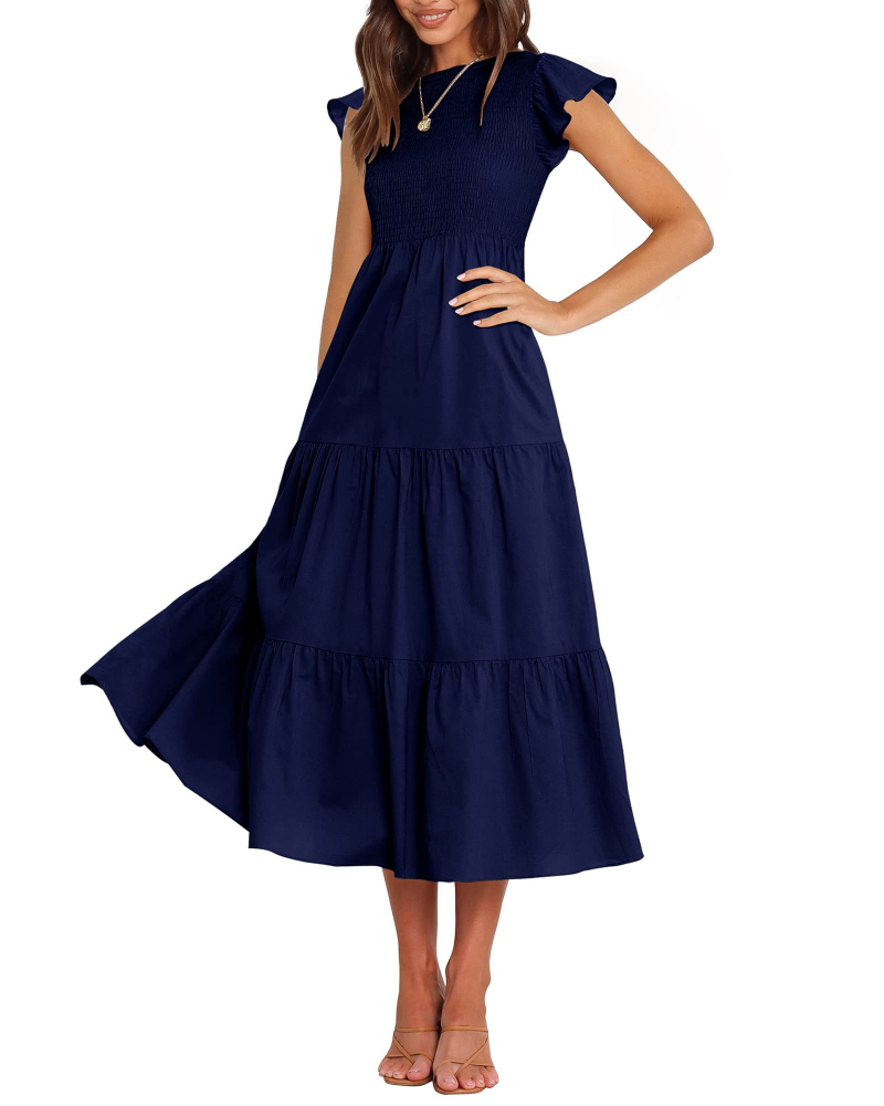 Women's Floral Maxi Dress with Smocked Bust
