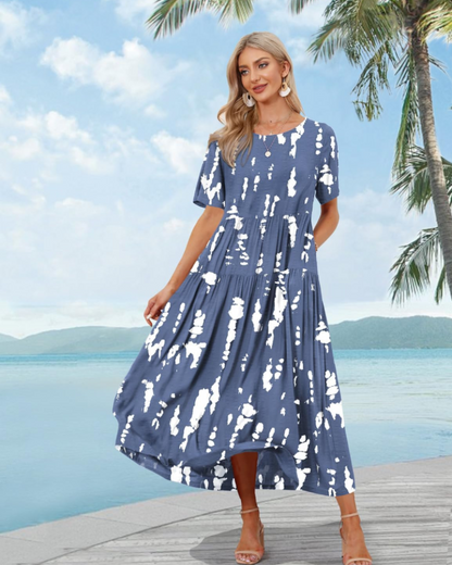 Women's Bohemian Floral Dress with Side Pockets