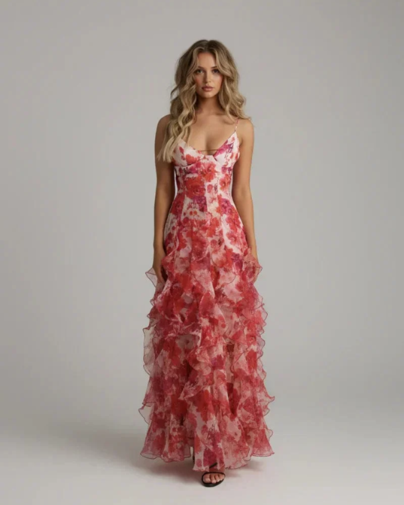 Women's Floral Maxi Dress for Summer Vacation