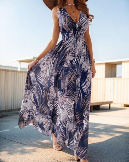 Women's Bohemian Floral Dress for Beach Vacation