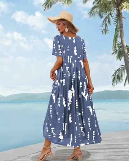 Women's Bohemian Floral Dress with Side Pockets