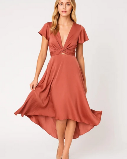 Women's Elegant Midi Dress for Wedding Guest