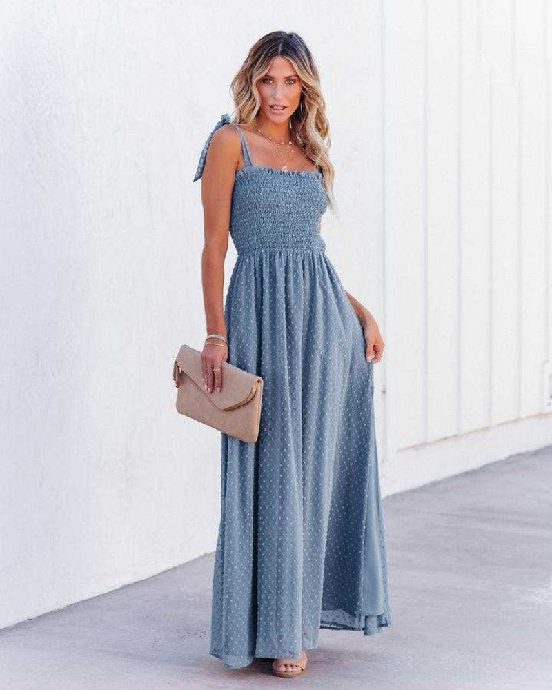 Women's Smocked Maxi Dress for Wedding Guest