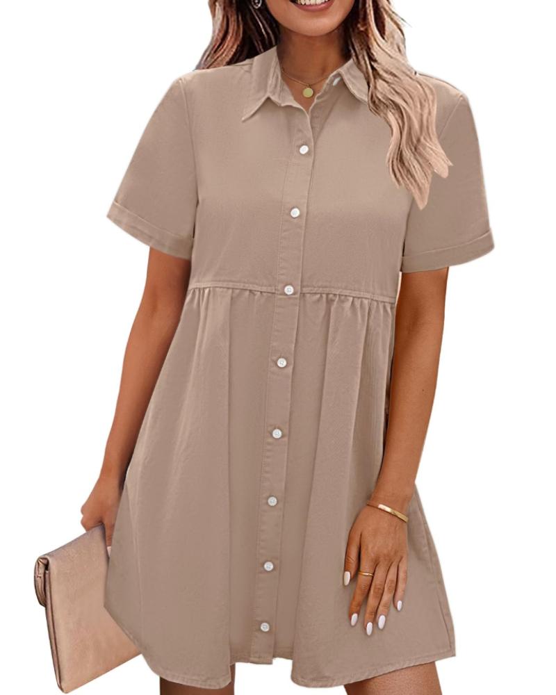 Women's Faded Denim Dress with Layered Ruffles